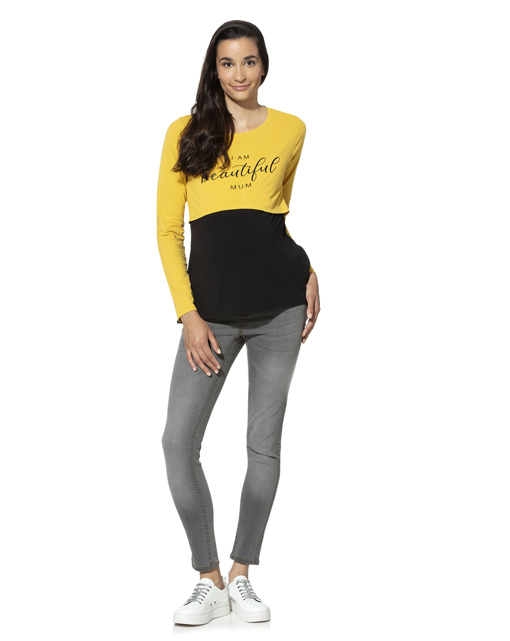 γυναικείο t-shirt θηλασμού κίτρινο-μαύρο - Prénatal