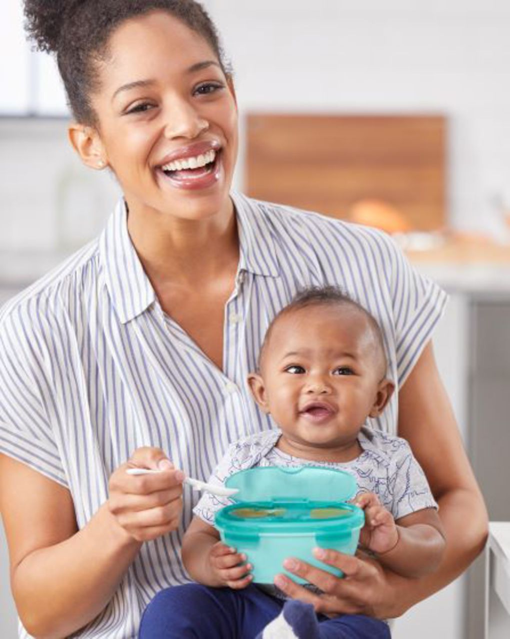 Easy-serve travel bowl & spoon-grey/soft - SKIP HOP