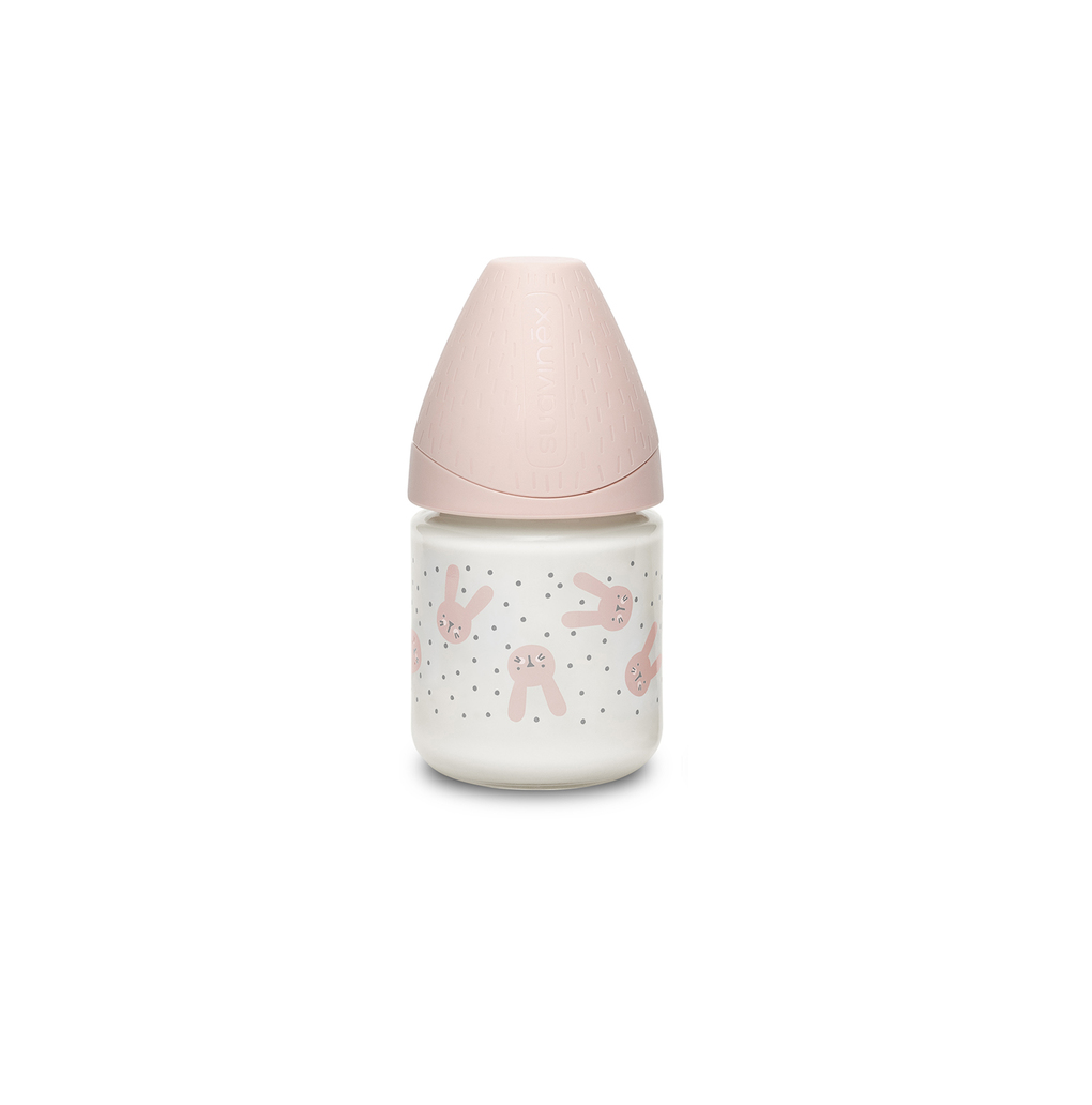 Mπιμπερό γυάλινο hygge αργής ροής 120 ml rabbit pink - Suavinex