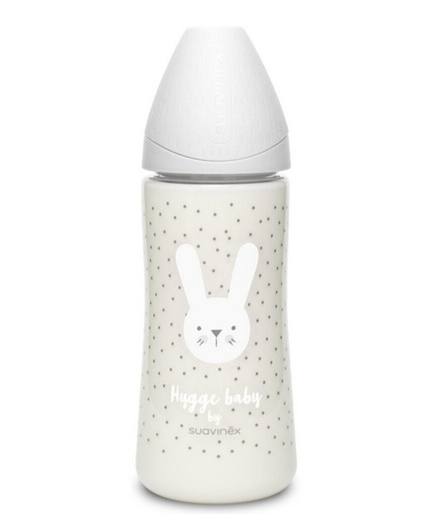 Mπιμπερό πλαστικό με θηλή σιλικόνης 360 ml rabbit grey - Suavinex