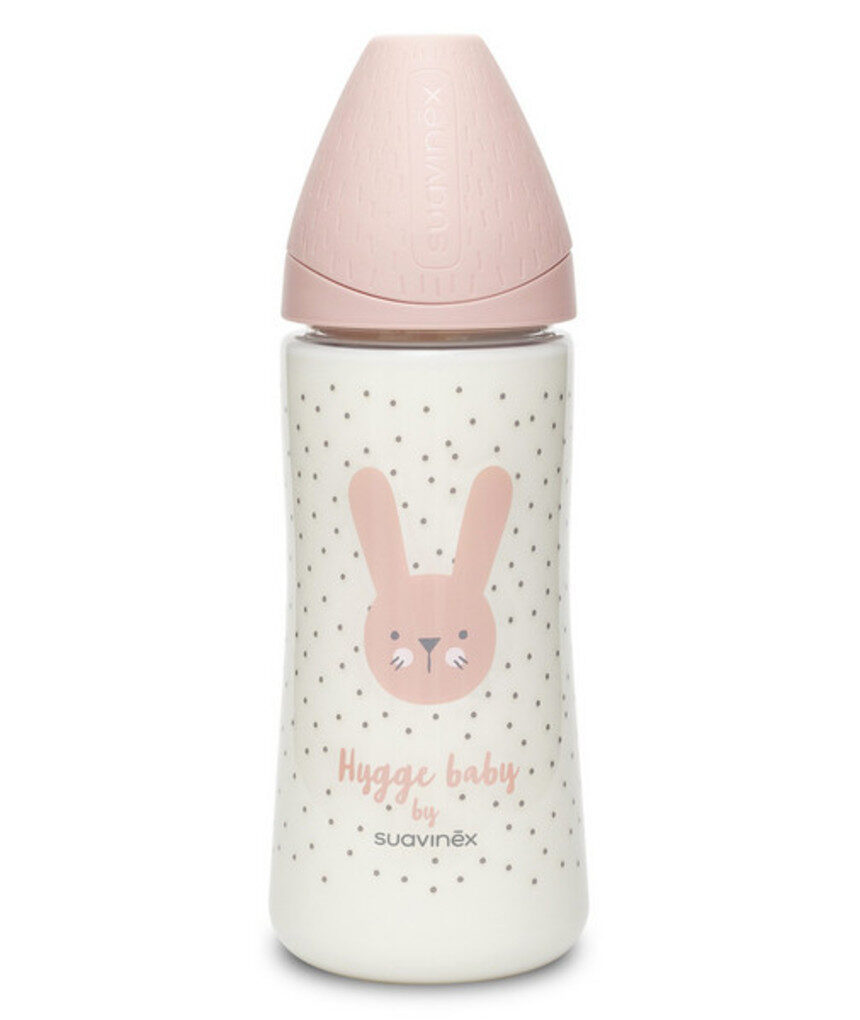 Mπιμπερό πλαστικό με θηλή σιλικόνης 360 ml rabbit pink - Suavinex