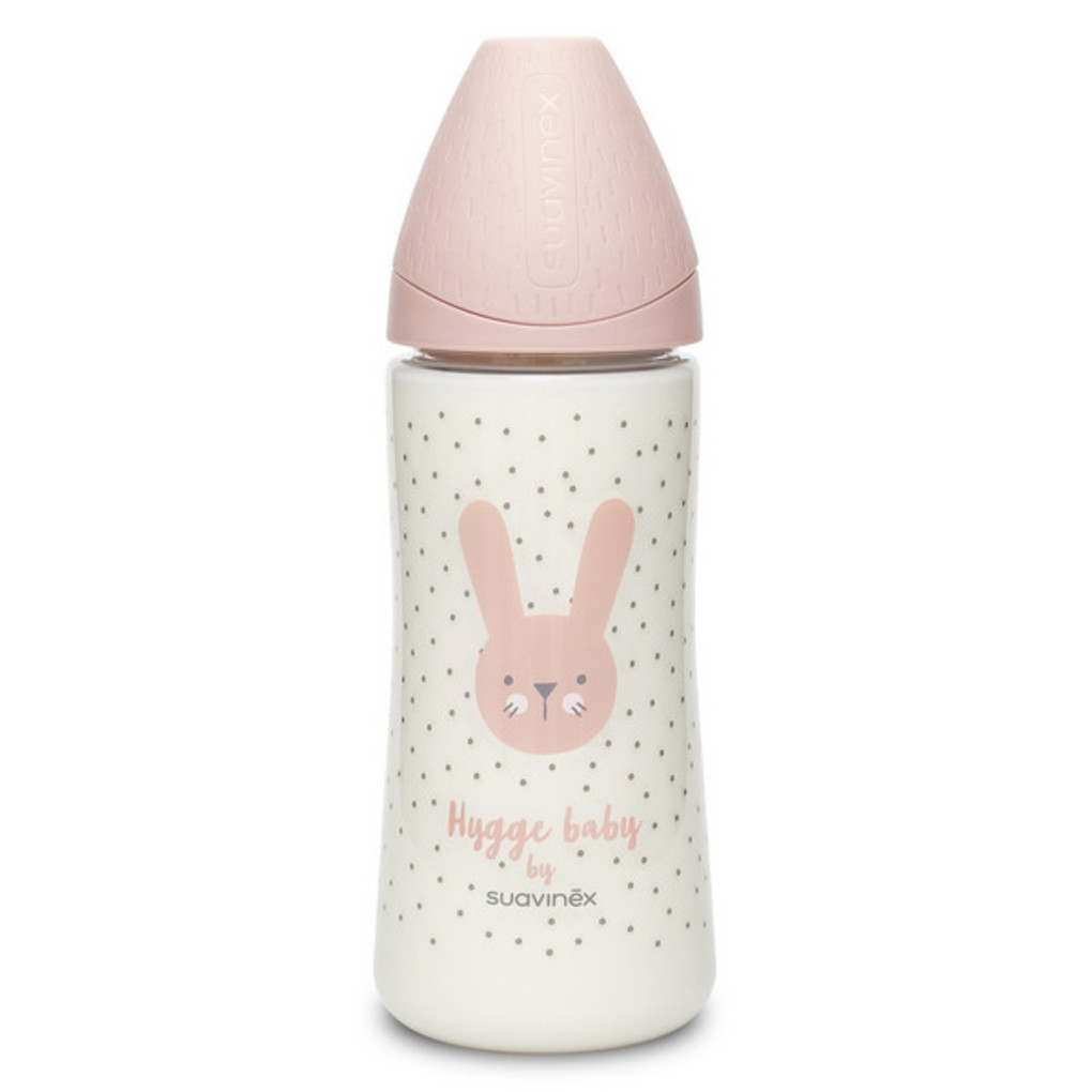 Mπιμπερό πλαστικό με θηλή σιλικόνης 360 ml rabbit pink - Suavinex