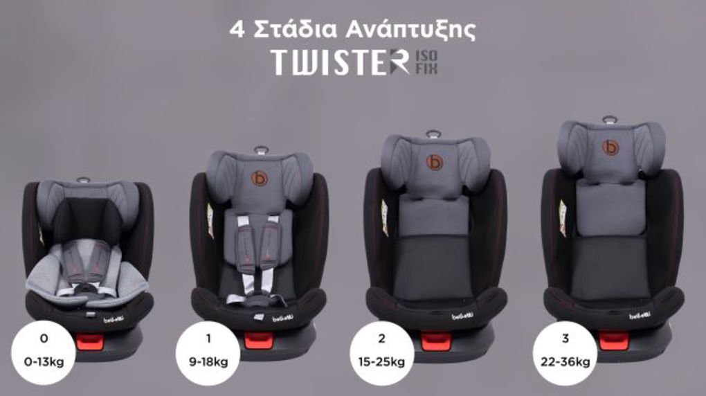 Belletti κάθισμα αυτοκινήτου twister isofix slate grey -oμ.0+/1-2-3 - Belletti