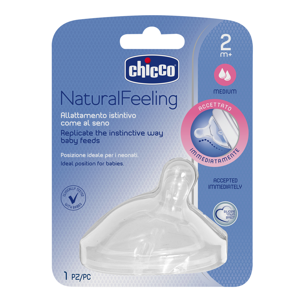 Chicco θηλή σιλικόνης natural feeling 2+μ μέτρια ροή - Chicco