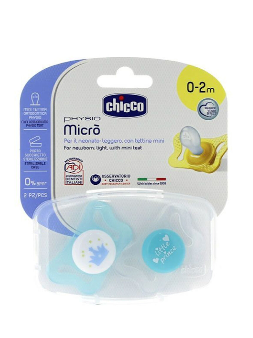 πιπίλα physio micro σιλικόνη 0-2μ σιέλ - 2 τεμ. - Chicco