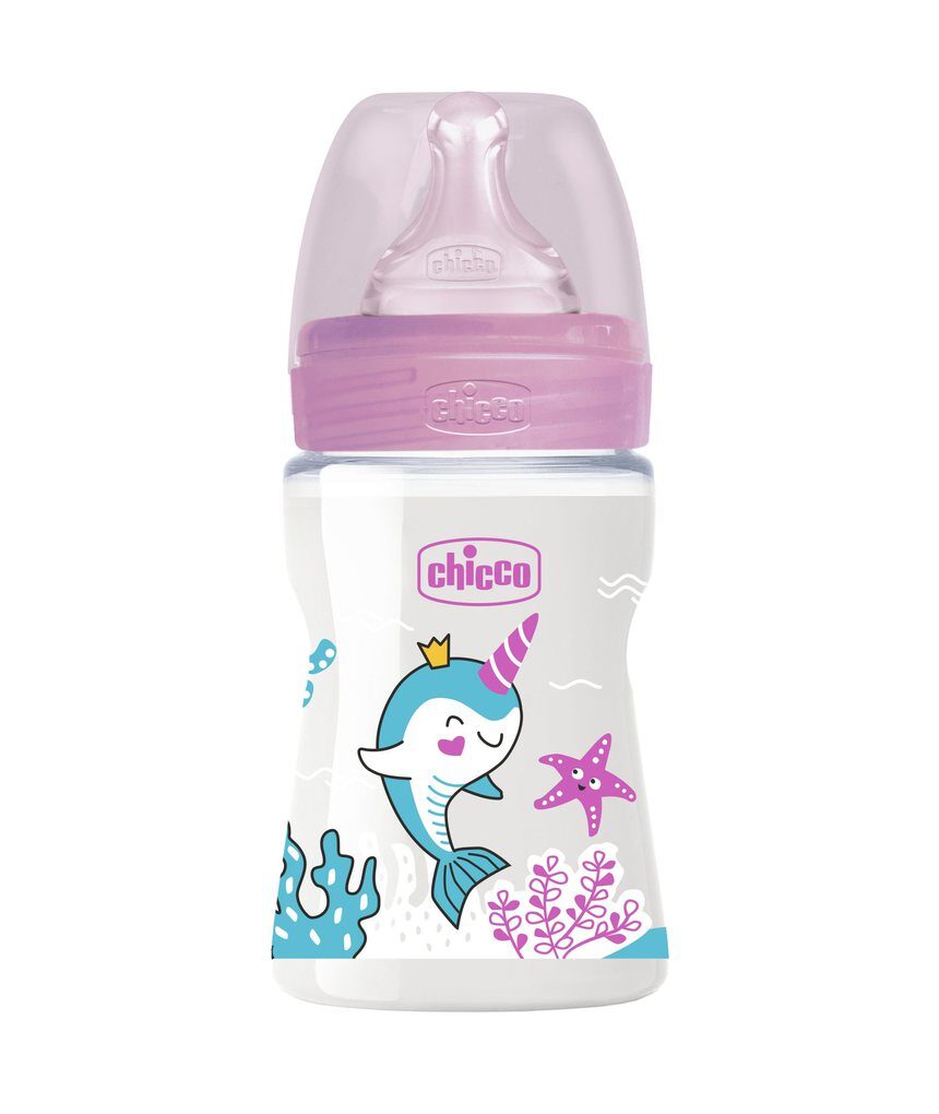 Chicco - μπιμπερό πλαστικό well being ροζ 150ml 0m+ - Chicco