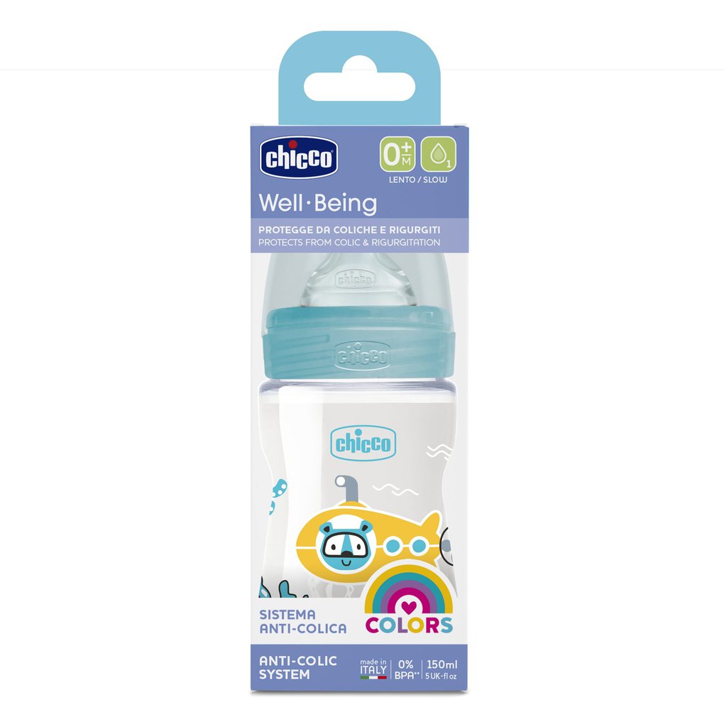 μπιμπερό πλαστικό well being σιέλ 150 ml - Chicco