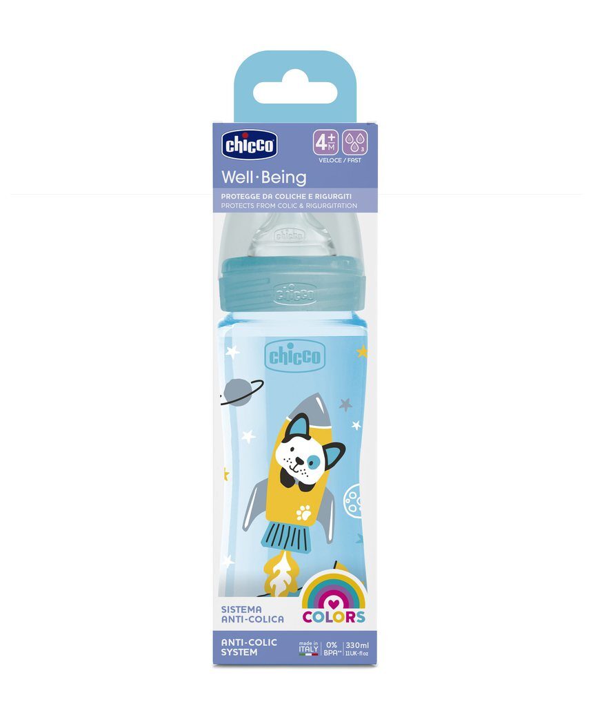 μπιμπερό πλαστικό well being σιέλ 330 ml - Chicco