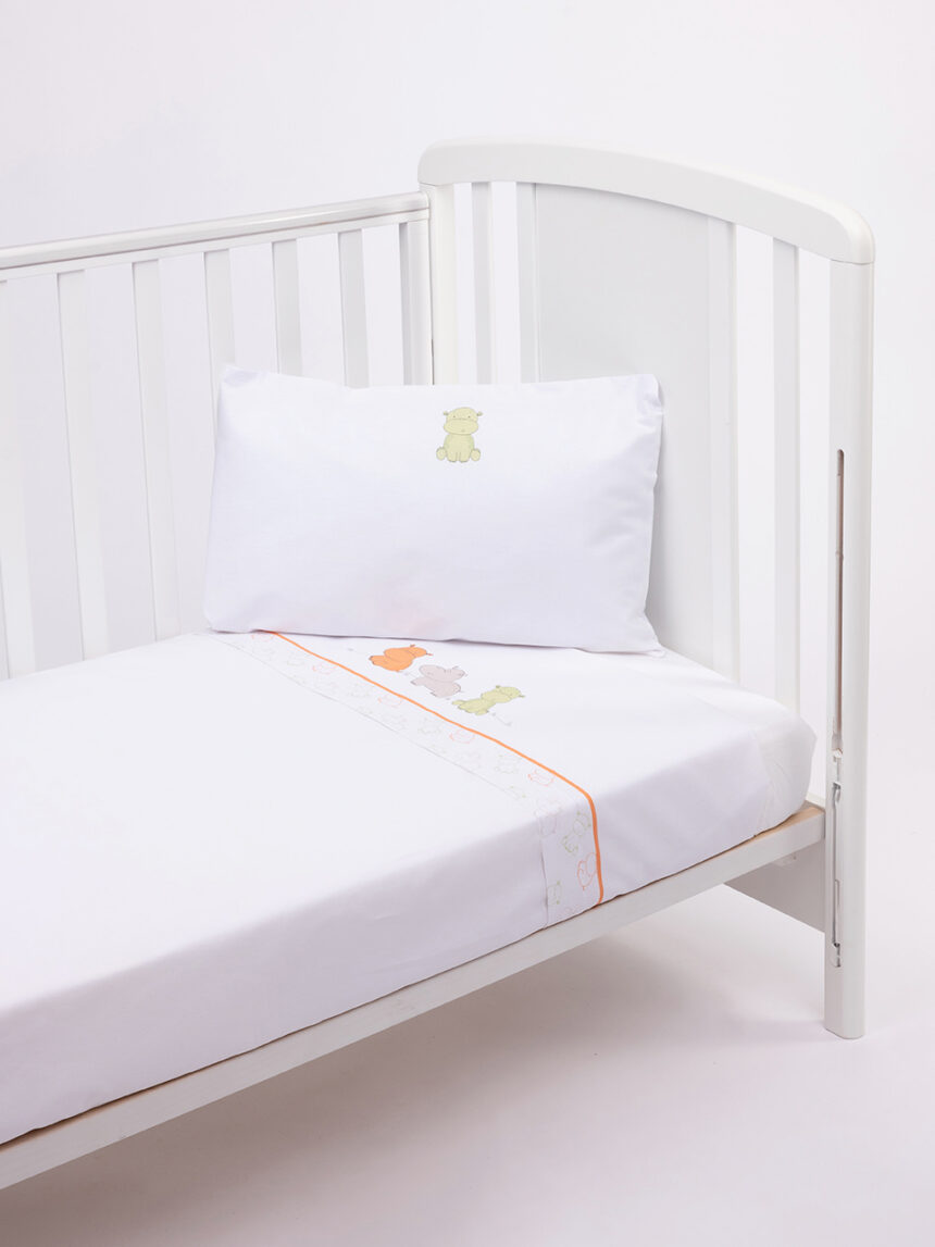 Prenatal σετ σεντόνια για κρεβάτι 3 τεμ. σχέδιο ιπποπόταμοι - 65 x 135 cm - Prénatal
