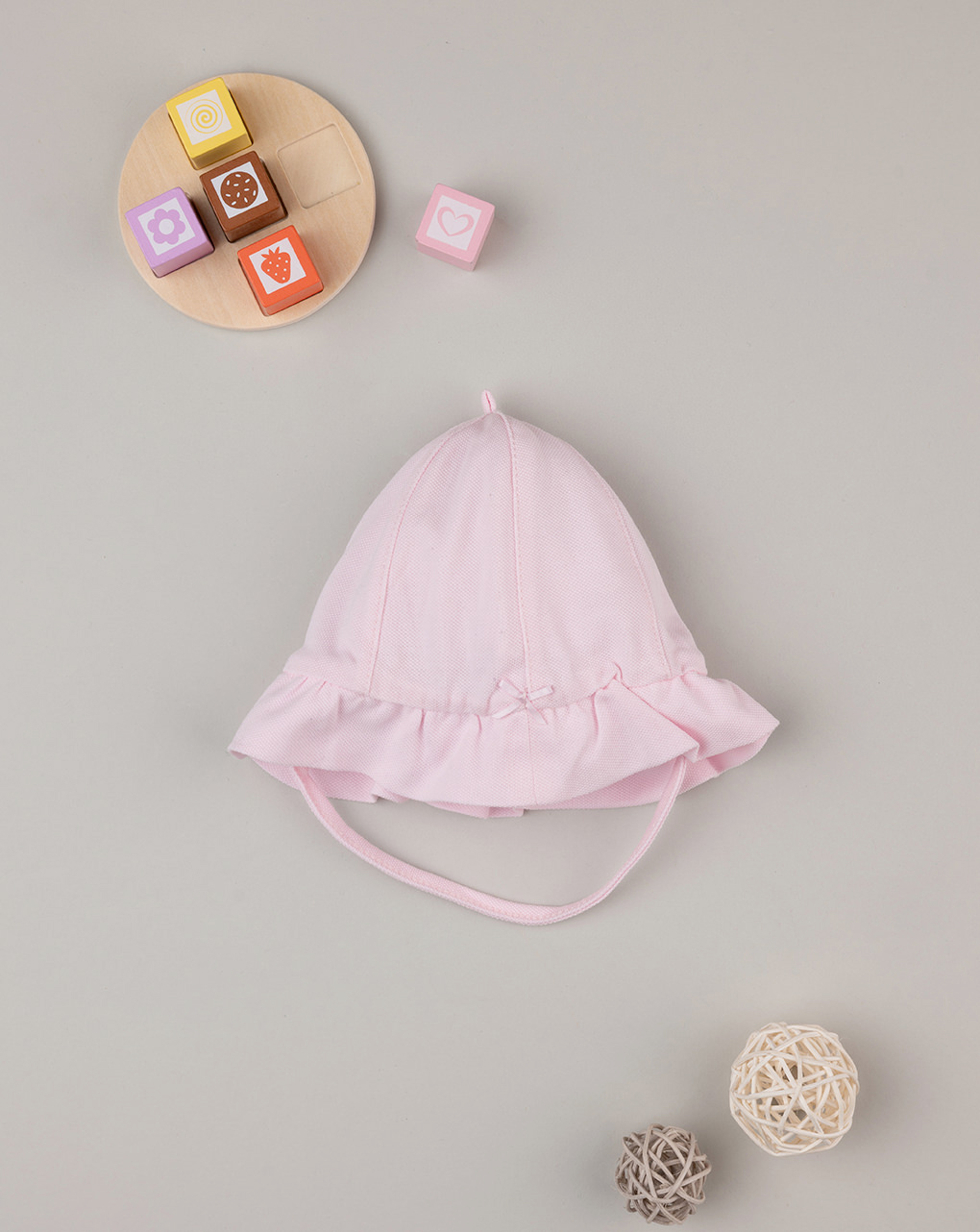 βρεφικό καπέλο πικέ ροζ για κορίτσι - Prénatal