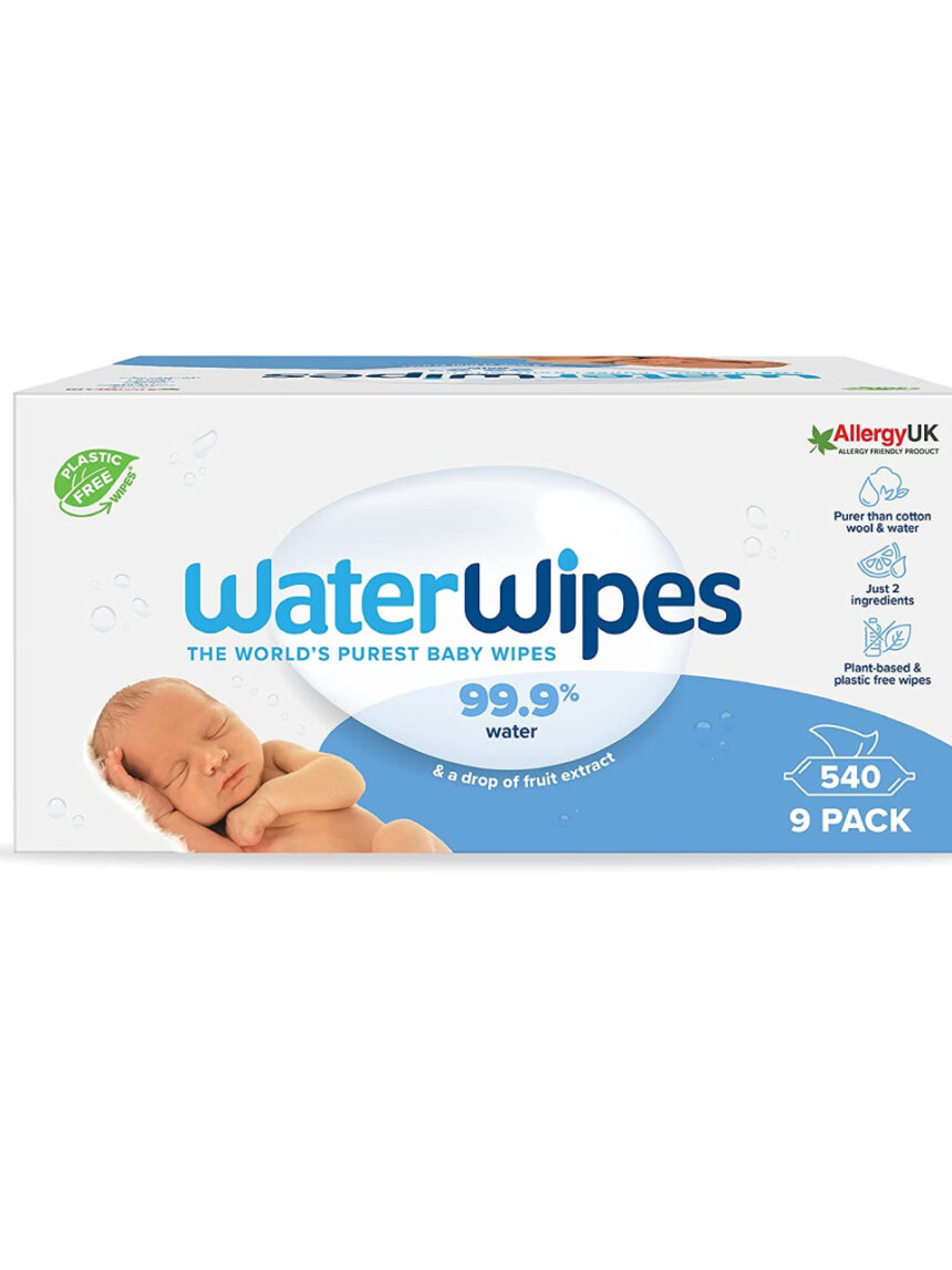 Waterwipes, 100% plastic-free άοσμα μωρομάντηλα, 99.9% νερό, 540 μαντηλάκια (9x60τμχ) ib/420037 - WaterWipes