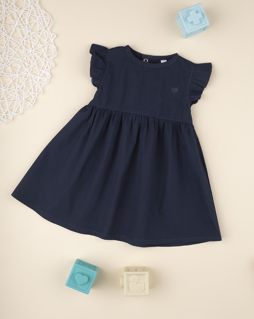βρεφικό φόρεμα μπλε με καρδούλα για κορίτσι