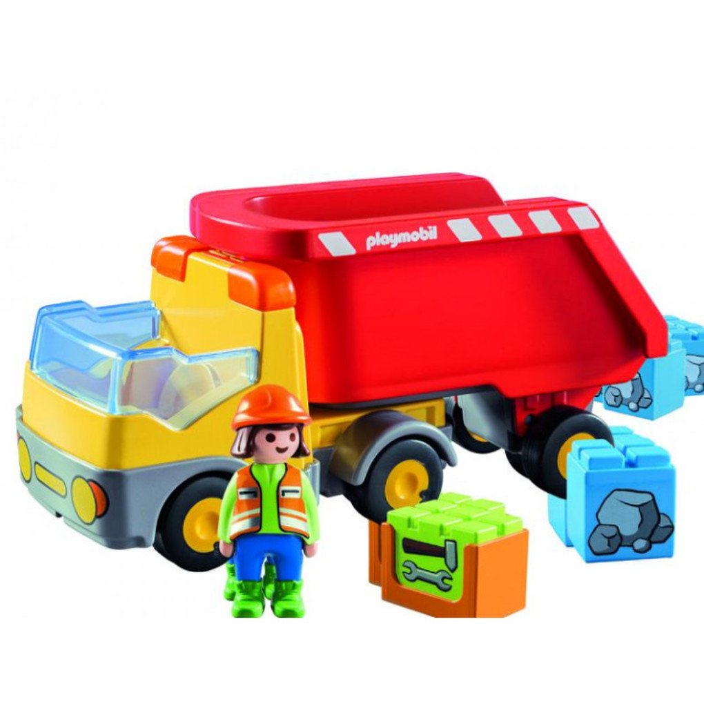 Playmobil 1.2.3 ανατρεπόμενο φορτηγό με εργάτη 70126 - Playmobil