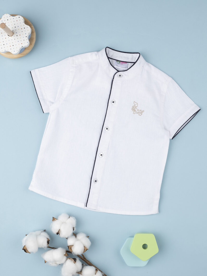 βρεφικό πουκάμισο λινό λευκό για αγόρι - Prénatal