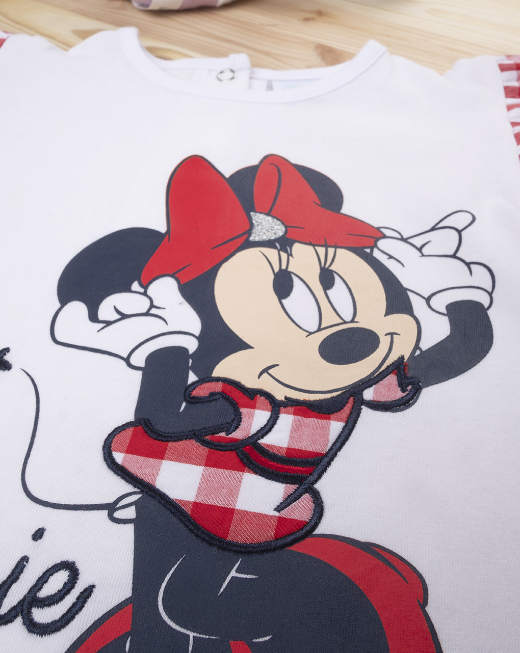 βρεφικό t-shirt λευκό με τη minnie καρό για κορίτσι - Prénatal