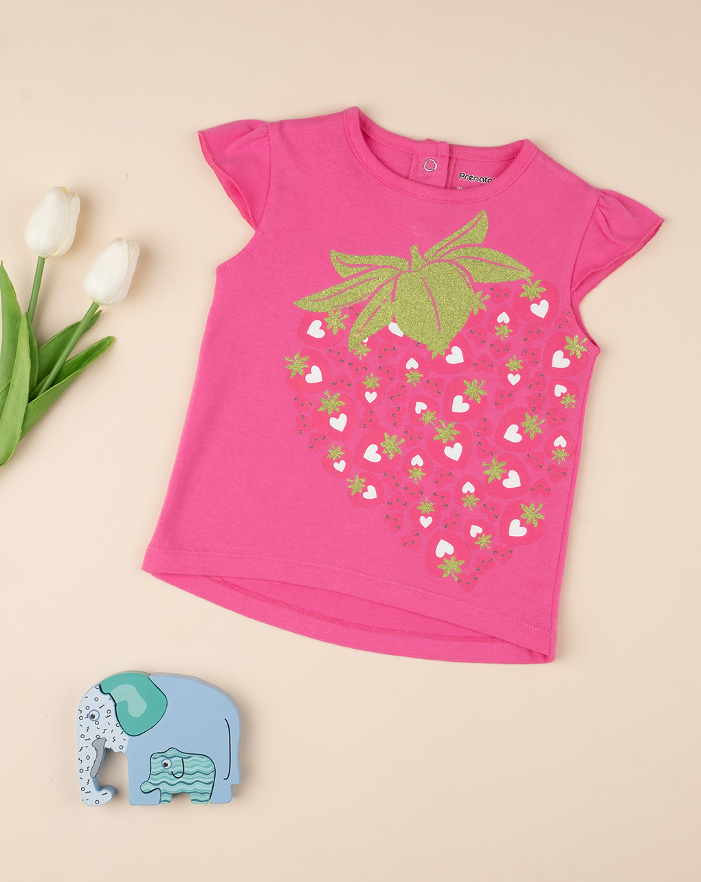 βρεφική μπλούζα φούξια με φράουλες για κορίτσι 692428 - Prénatal