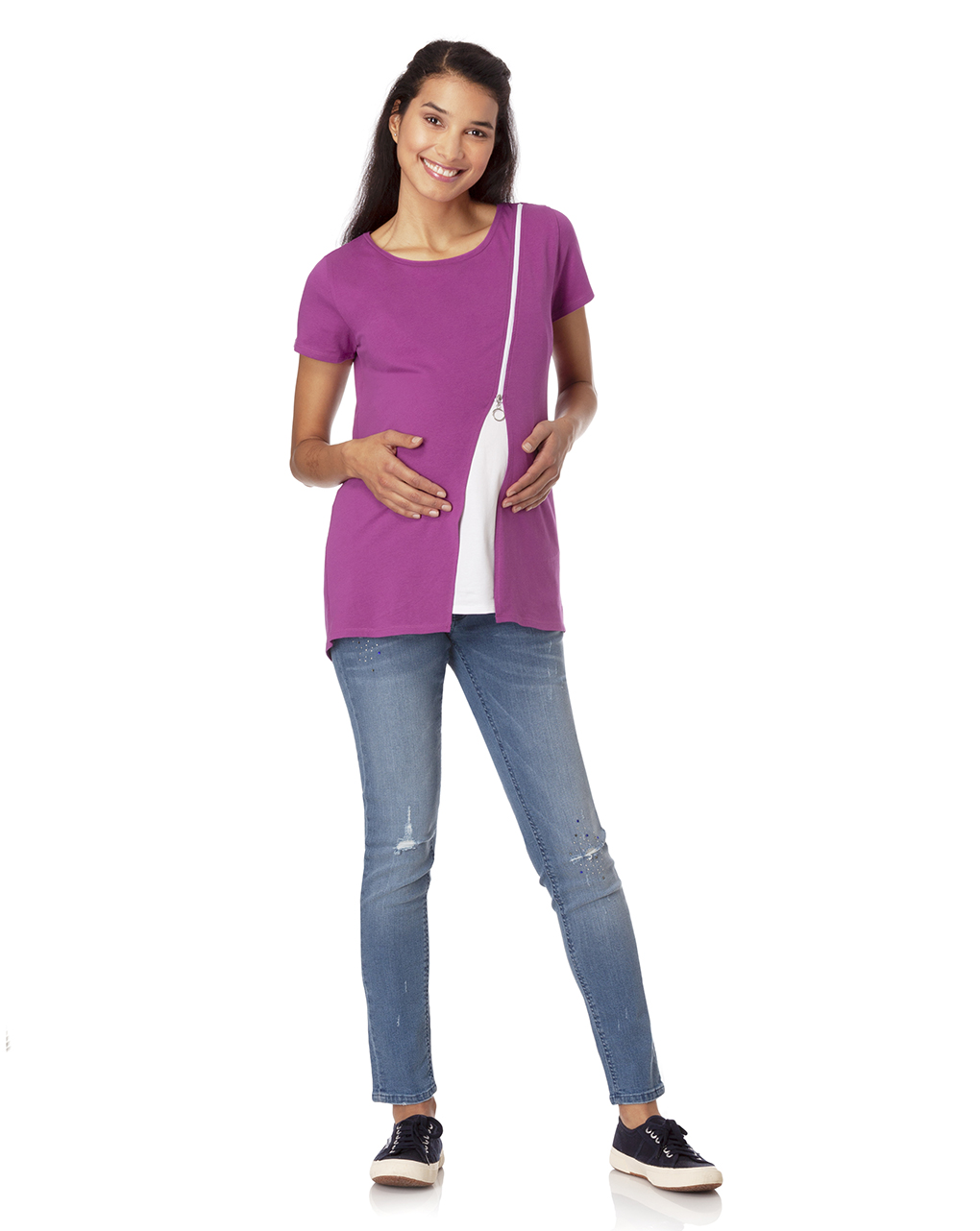 γυναικείο t-shirt θηλασμού μοβ - Prénatal