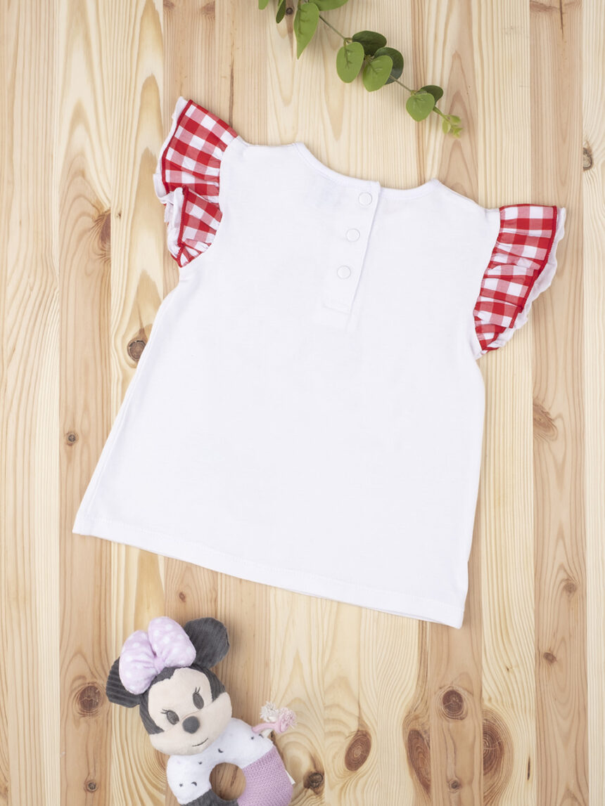 βρεφικό t-shirt λευκό με τη minnie καρό για κορίτσι - Prénatal