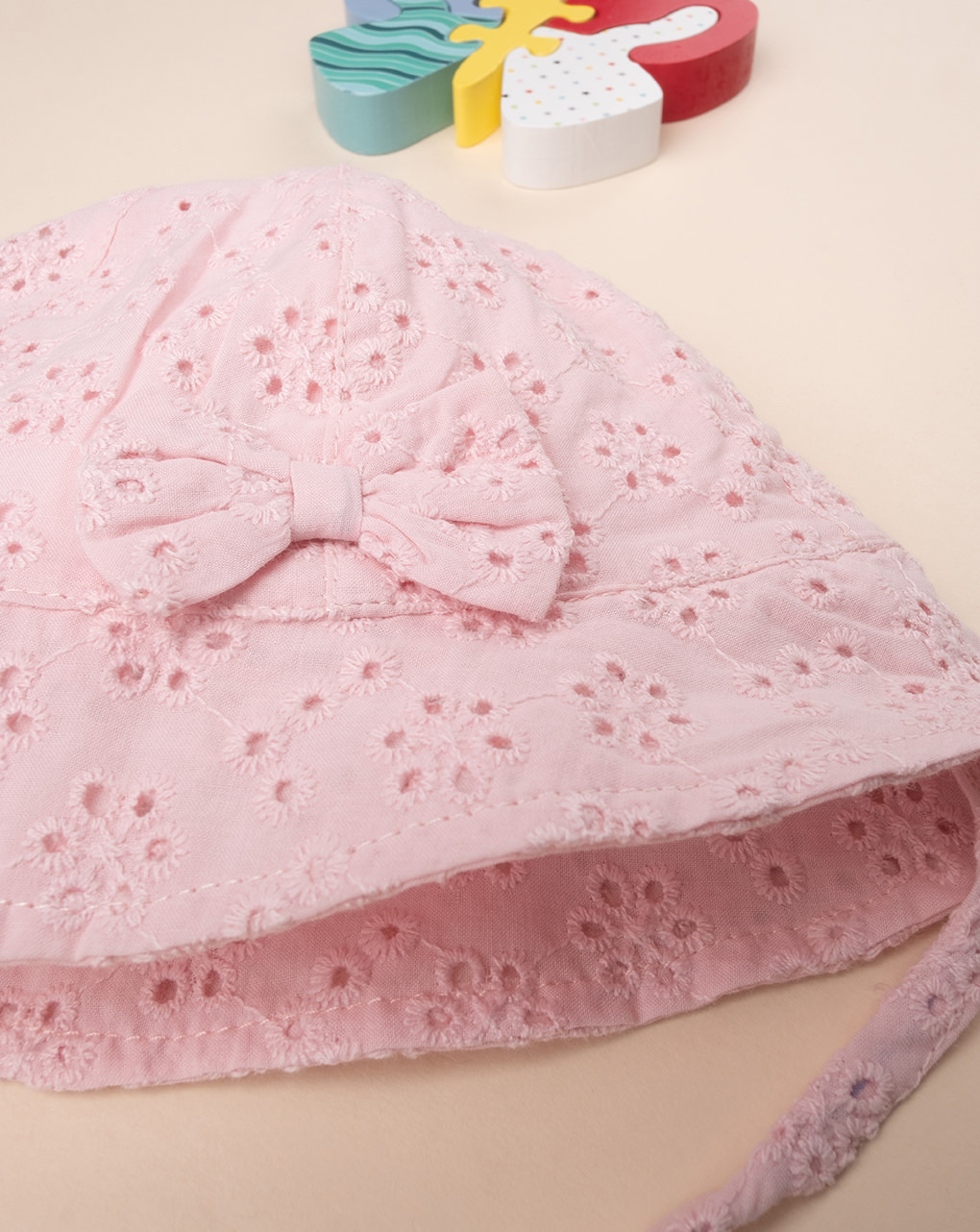 βρεφικό καπέλο ροζ από δαντέλα για κορίτσι - Prénatal