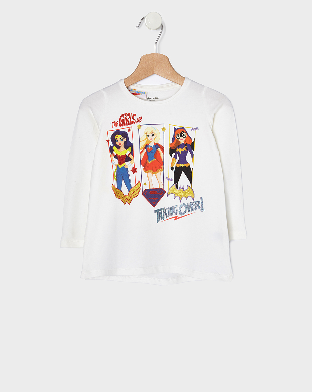 T-shirt μακρυμάνικο super hero girls εκρού για κορίτσι - Prénatal