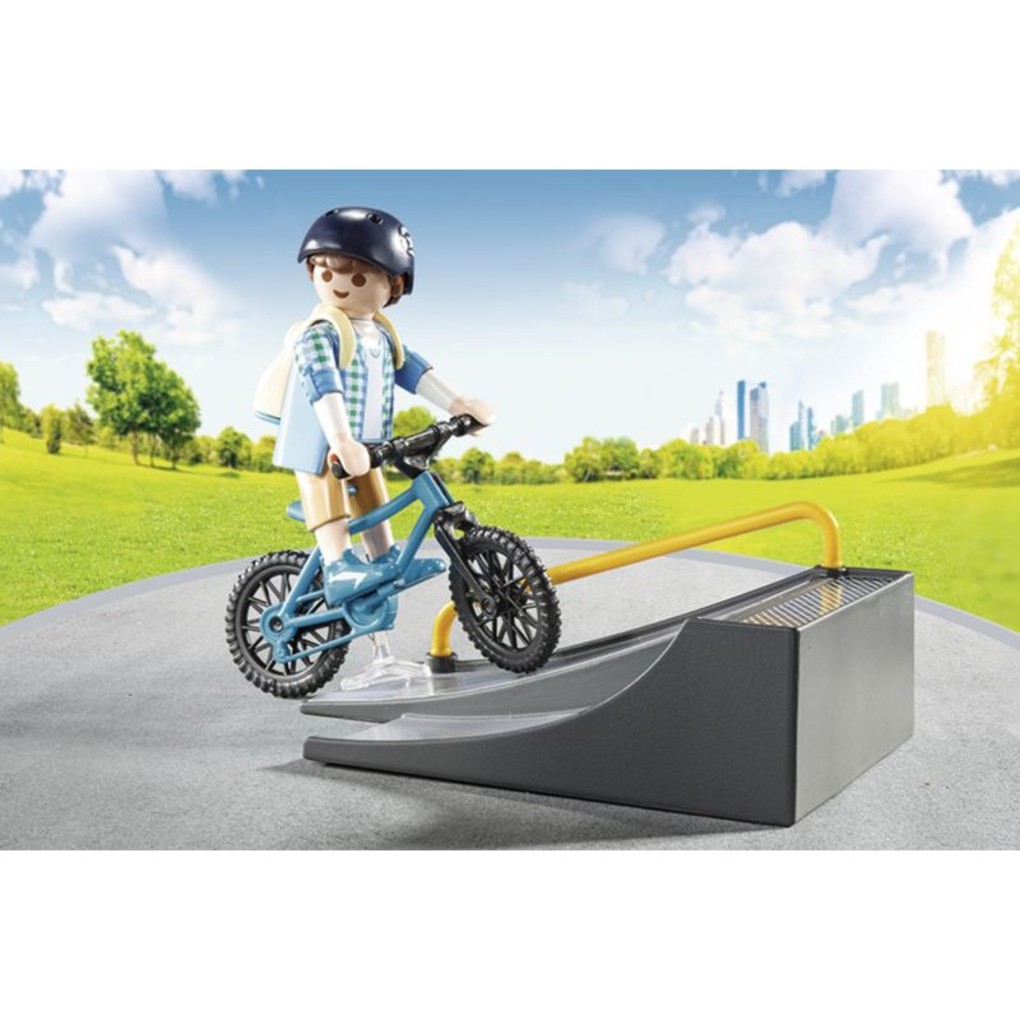 Playmobil sports & action βαλιτσάκι skateboarder με πίστα και ποδήλατο 9107 - Playmobil