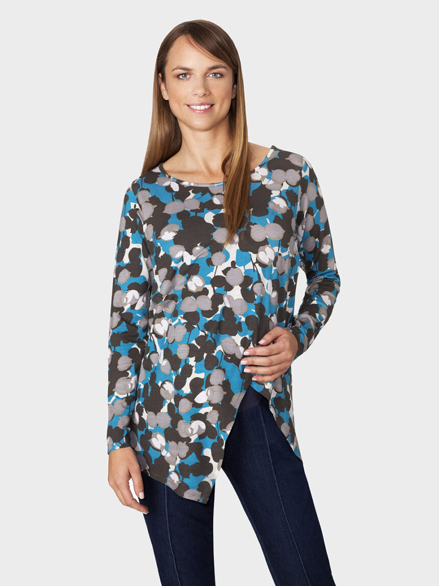 γυναικεία μπλούζα θηλασμού γαλάζια με στάμπα λουλούδια - Prénatal
