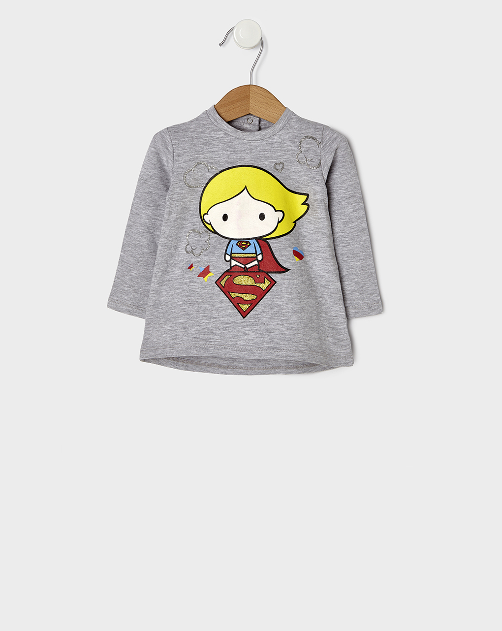 T-shirt γκρι με στάμπα βaby supergirl για κορίτσι - Prénatal