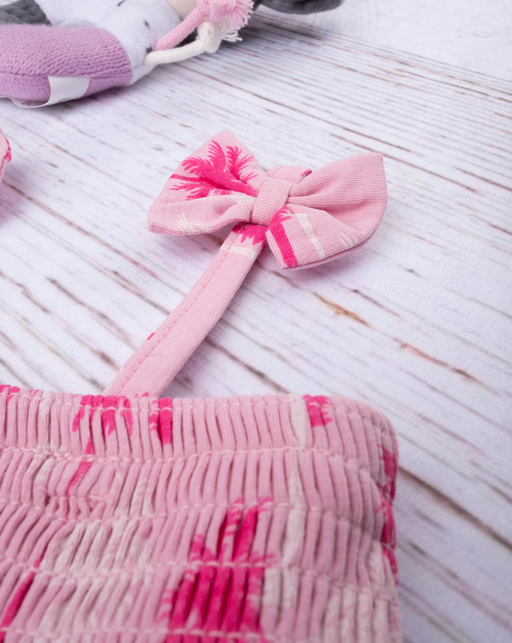 βρεφικό φόρεμα ροζ με φοίνικες για κορίτσι - Prénatal