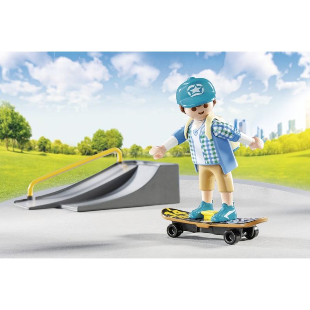 Playmobil sports & action βαλιτσάκι skateboarder με πίστα και ποδήλατο 9107 - Playmobil