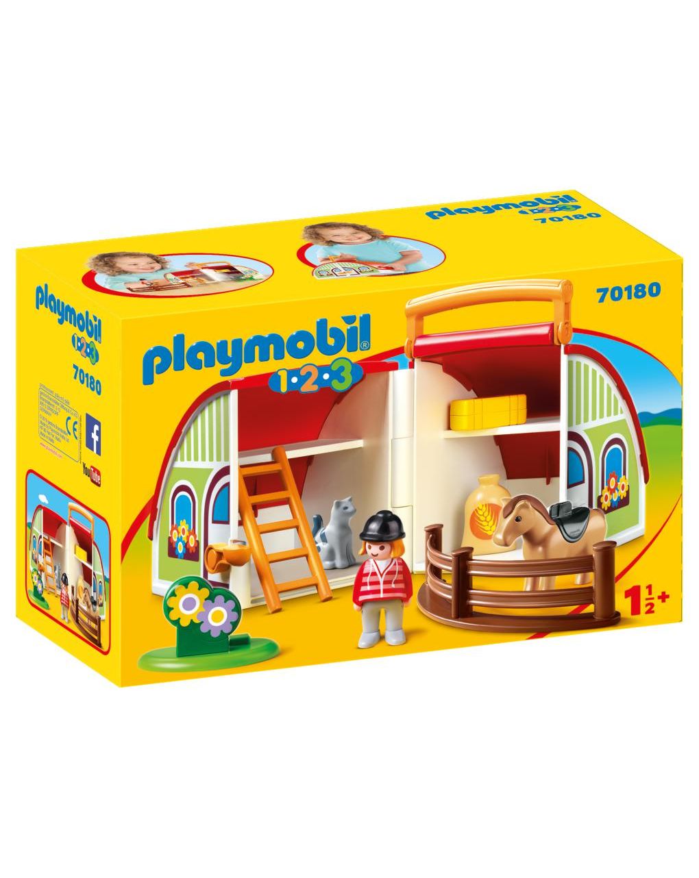 Playmobil 1.2.3 αχυρώνας-βαλιτσάκι 70180 - Playmobil