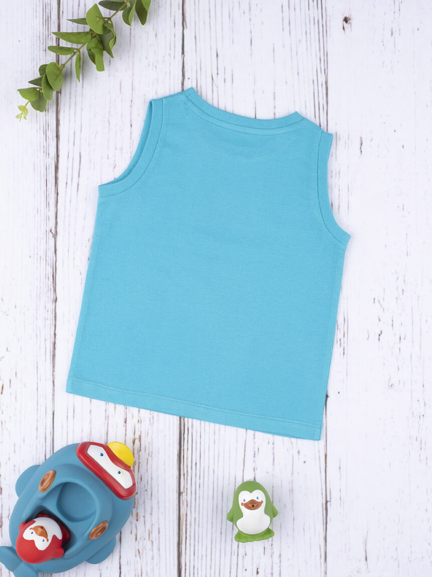 βρεφικό αμάνικο μπλουζάκι γαλάζιο με τερατάκια για αγόρι - Prénatal