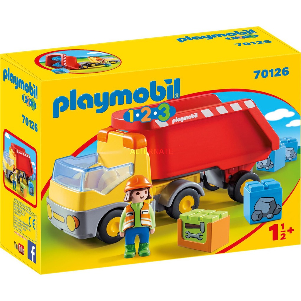 Playmobil 1.2.3 ανατρεπόμενο φορτηγό με εργάτη 70126 - Playmobil