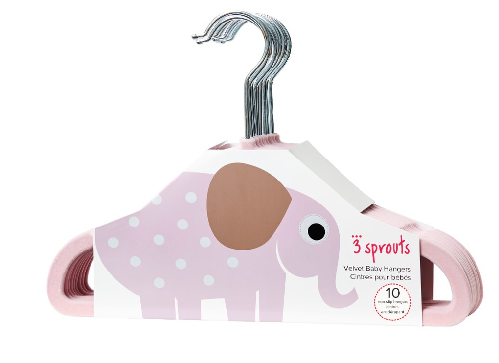 3sprouts kρεμάστρες  elephant pink (set of 10)