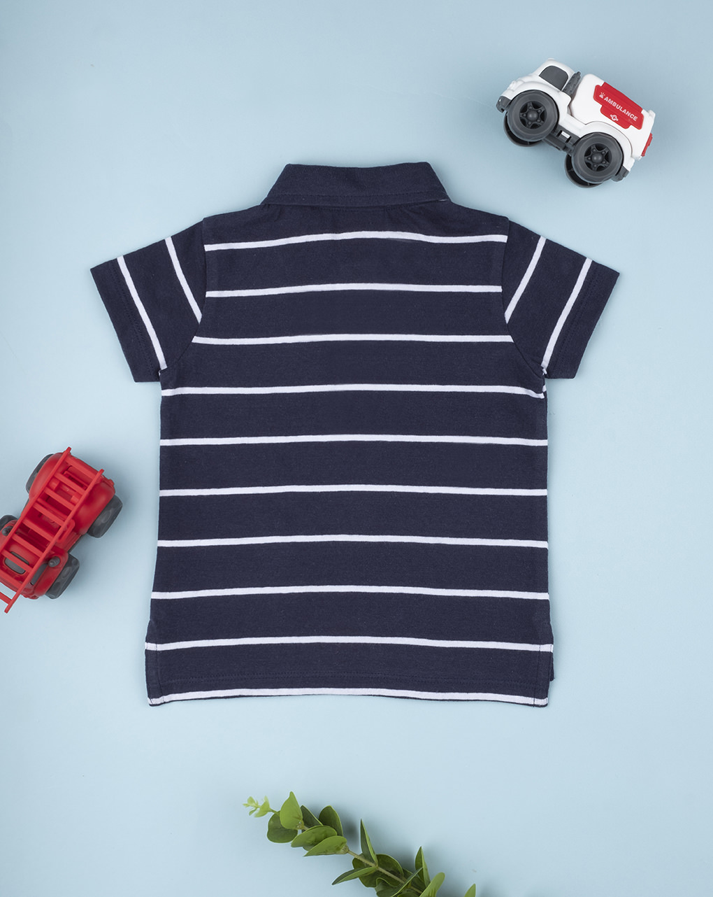 βρεφικό t-shirt πόλο μπλε σκούρο ριγέ για αγόρι - Prénatal
