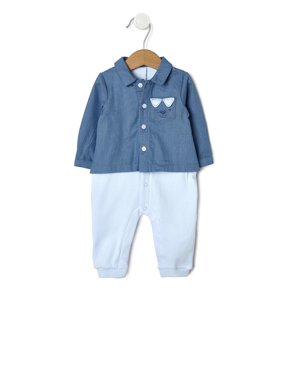 φορμάκι interlock σε γαλάζιο με πουκάμισο για αγόρι - Prénatal