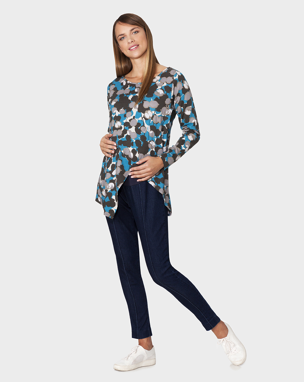 γυναικεία μπλούζα θηλασμού γαλάζια με στάμπα λουλούδια - Prénatal