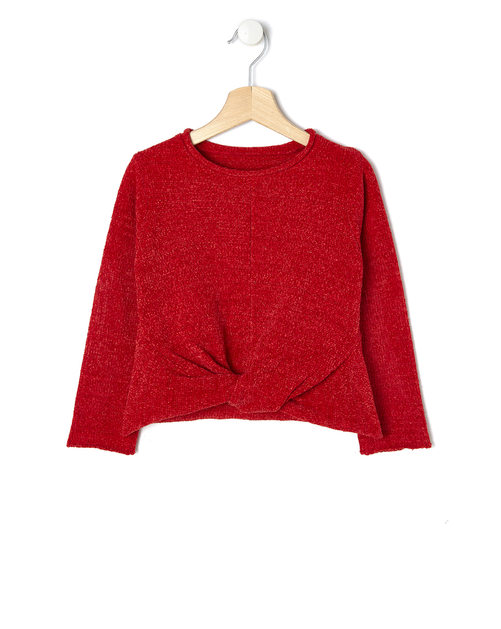 μπλούζα πλεκτή σενίλ κόκκινη με lurex για κορίτσι - Prénatal