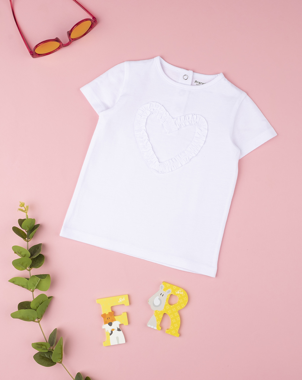 βρεφικό t-shirt λευκό με καρδούλα για κορίτσι - Prénatal