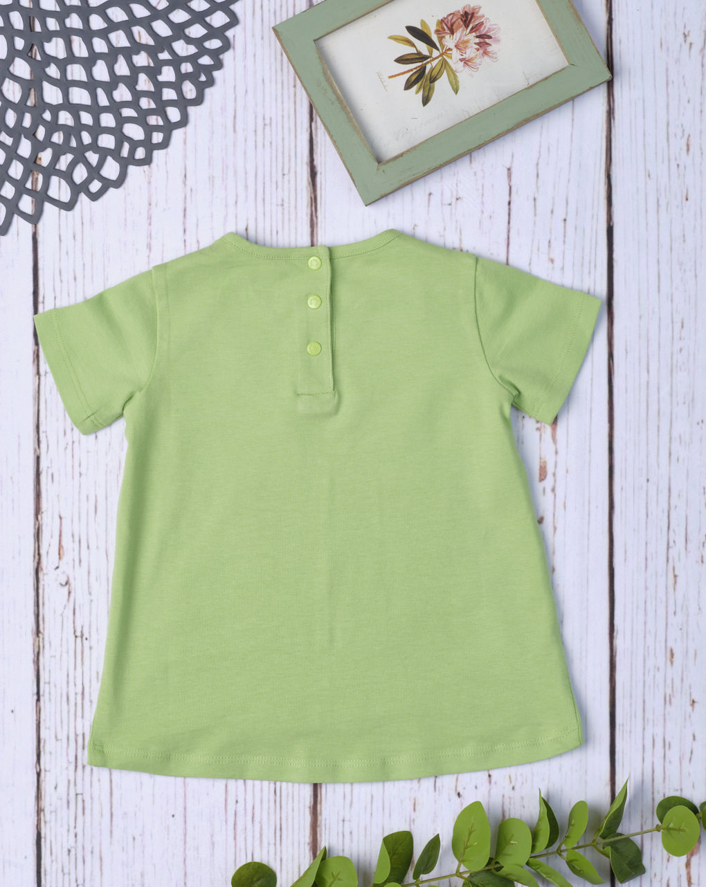 T-shirt jersey ανοιχτό πράσινο με παγιέτες μήλο για κορίτσι - Prénatal