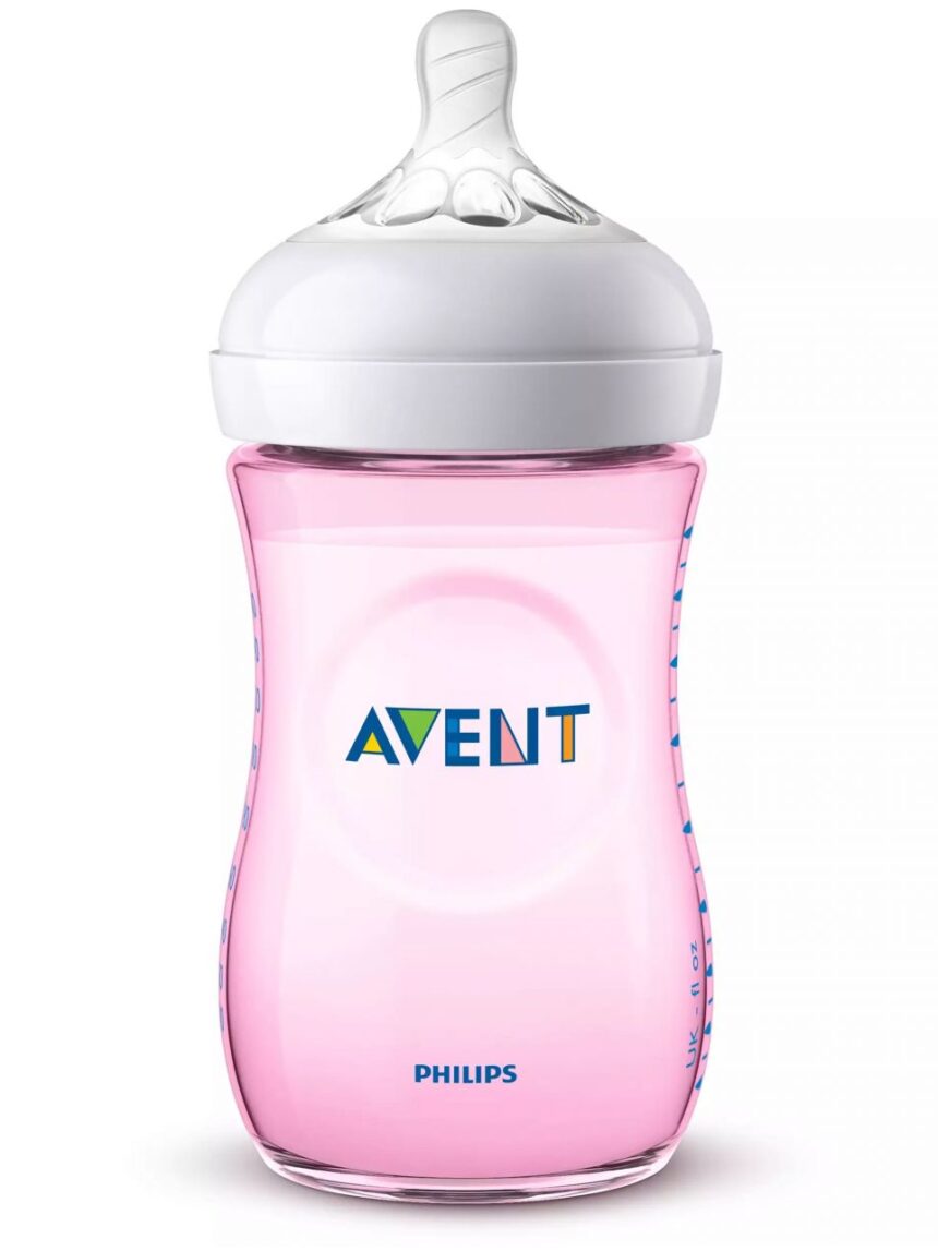 Avent πλαστικό μπιμπερό natural με θηλή σιλικόνης 1m+ 260ml ροζ - Philips Avent