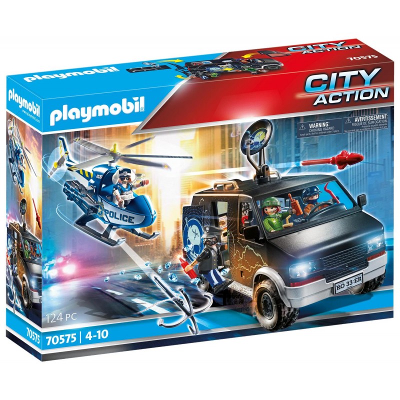 Playmobil city action αστυνομικό ελικόπτερο και ληστές με βαν 70575 - Playmobil, Playmobil City Action