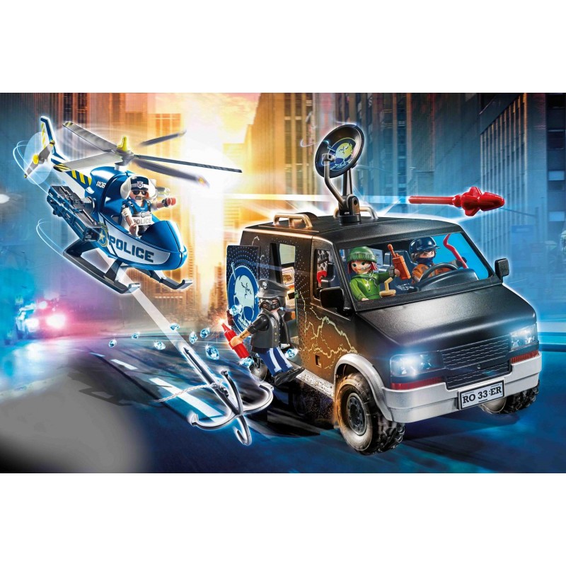 Playmobil city action αστυνομικό ελικόπτερο και ληστές με βαν 70575 - Playmobil, Playmobil City Action