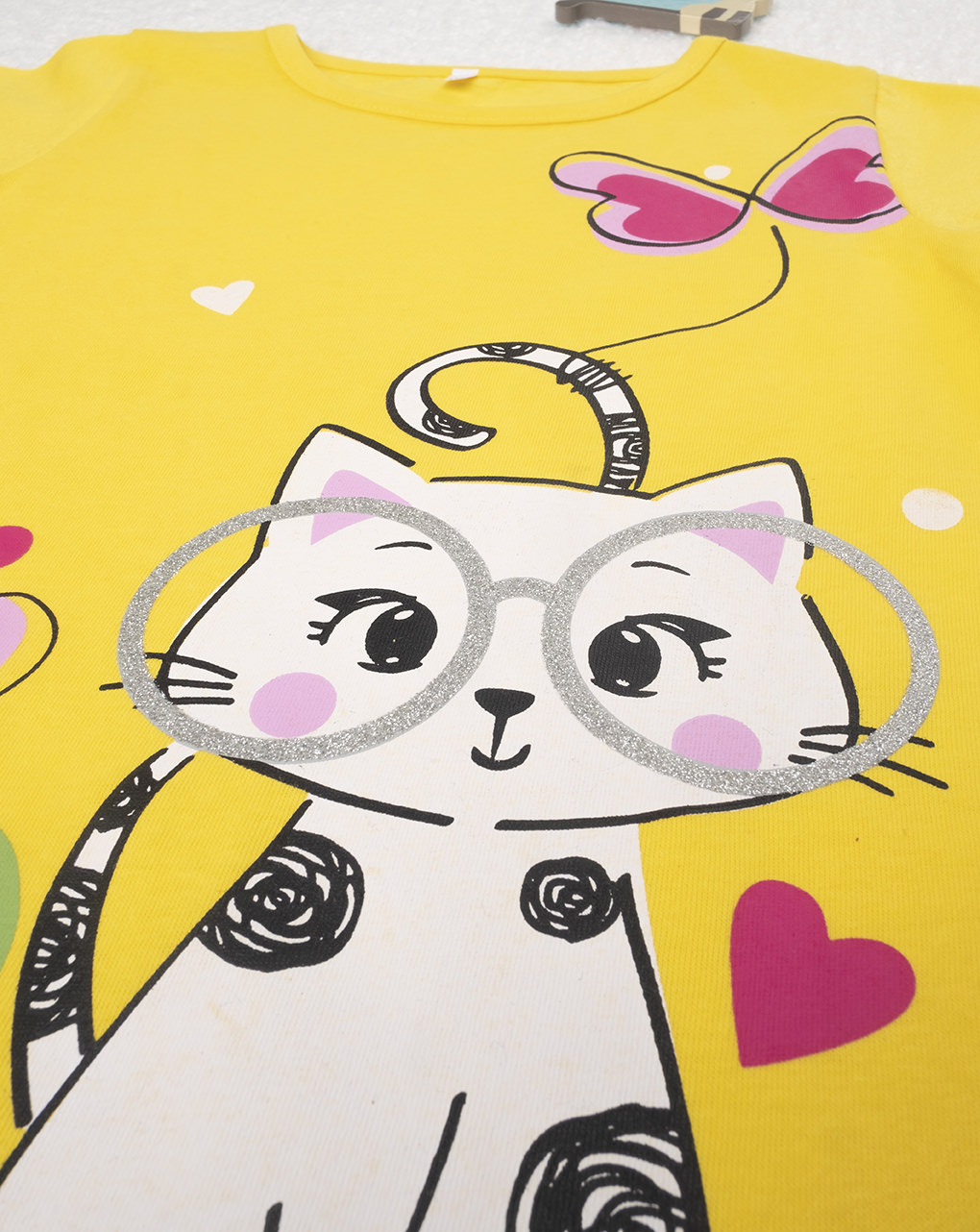 παιδικό t-shirt κίτρινο με γάτα για κορίτσι - Prénatal