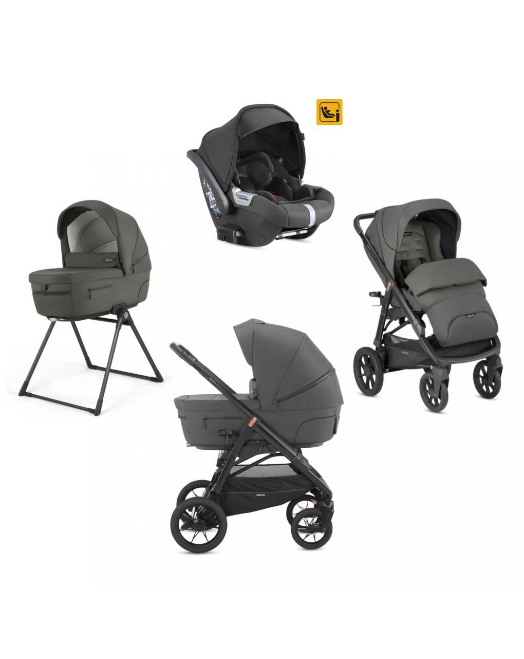 Inglesina σύστημα μετακίνησης aptica xt system quattro με κάθισμα darwin i-size  charcoal grey - Inglesina