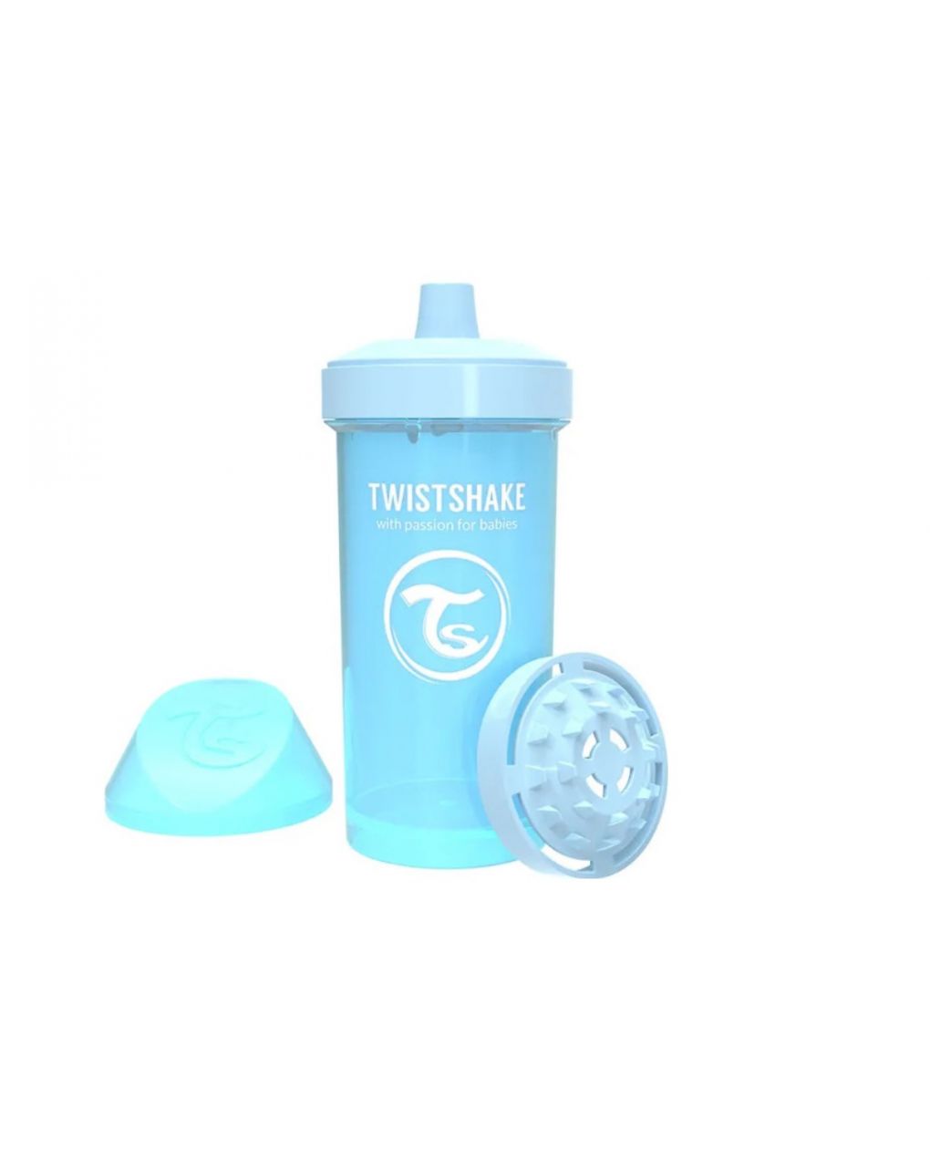 Twistshake εκπαιδευτικό κύπελλο kid cup 360ml με μίξερ φρούτων 12+ μηνών pastel blue