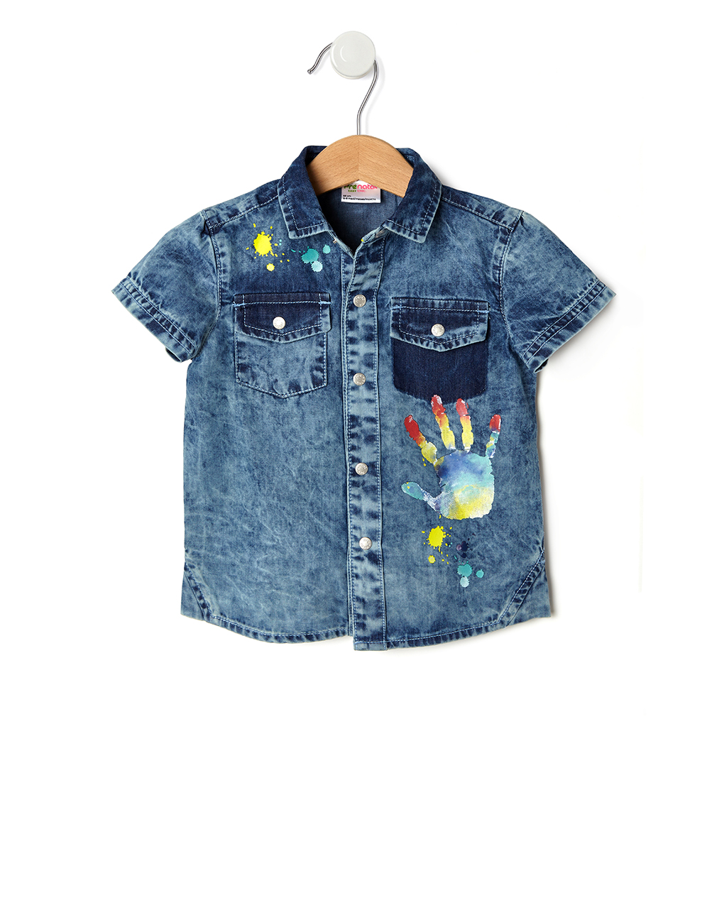 πουκάμισο chambray denim με χρωματιστές κηλίδες για αγόρι - Prénatal