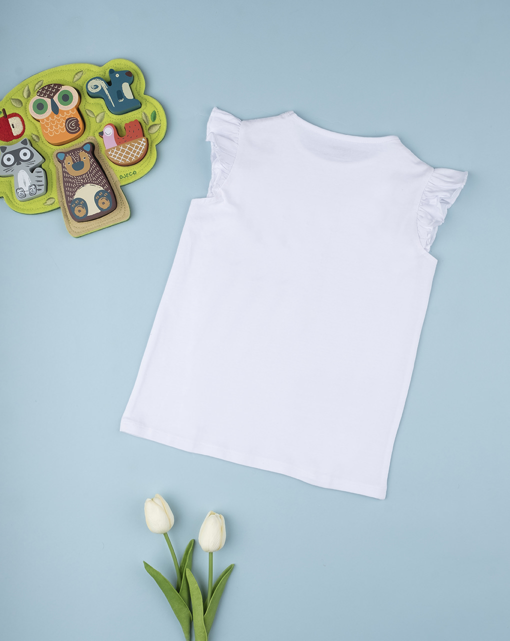 παιδική αμάνικη μπλούζα λευκή με λουλούδια για κορίτσι - Prénatal