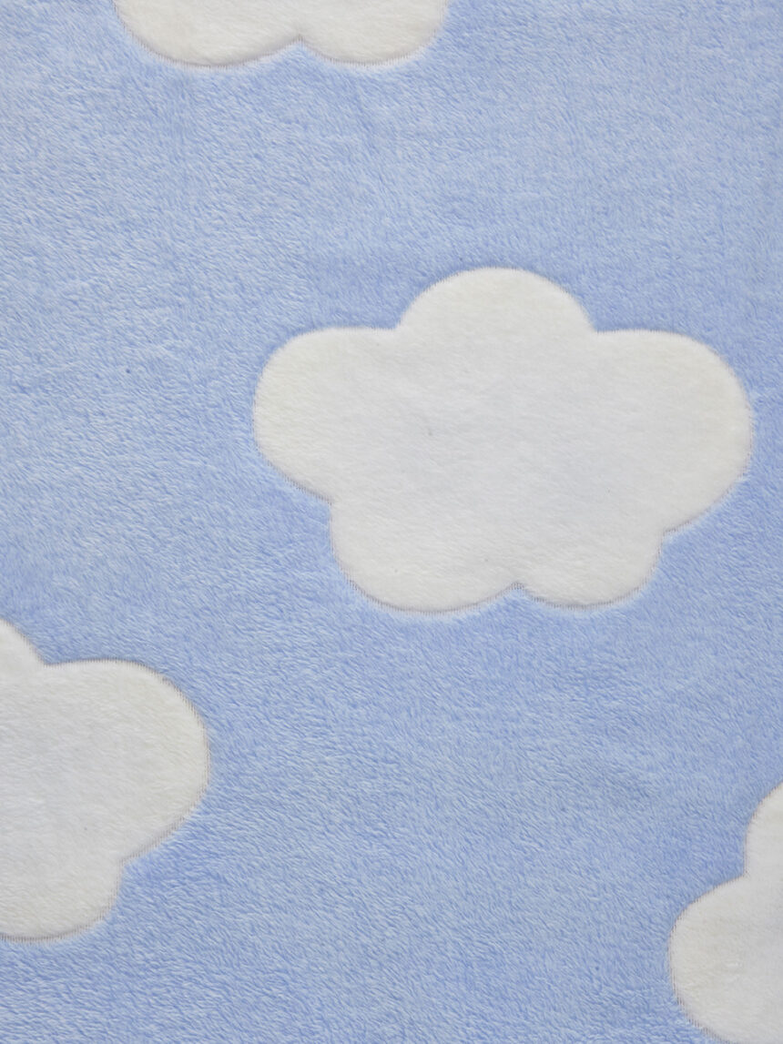 κουβέρτα για λίκνο γούνινη γαλάζια με σύννεφα 70 x 80 cm - Prénatal