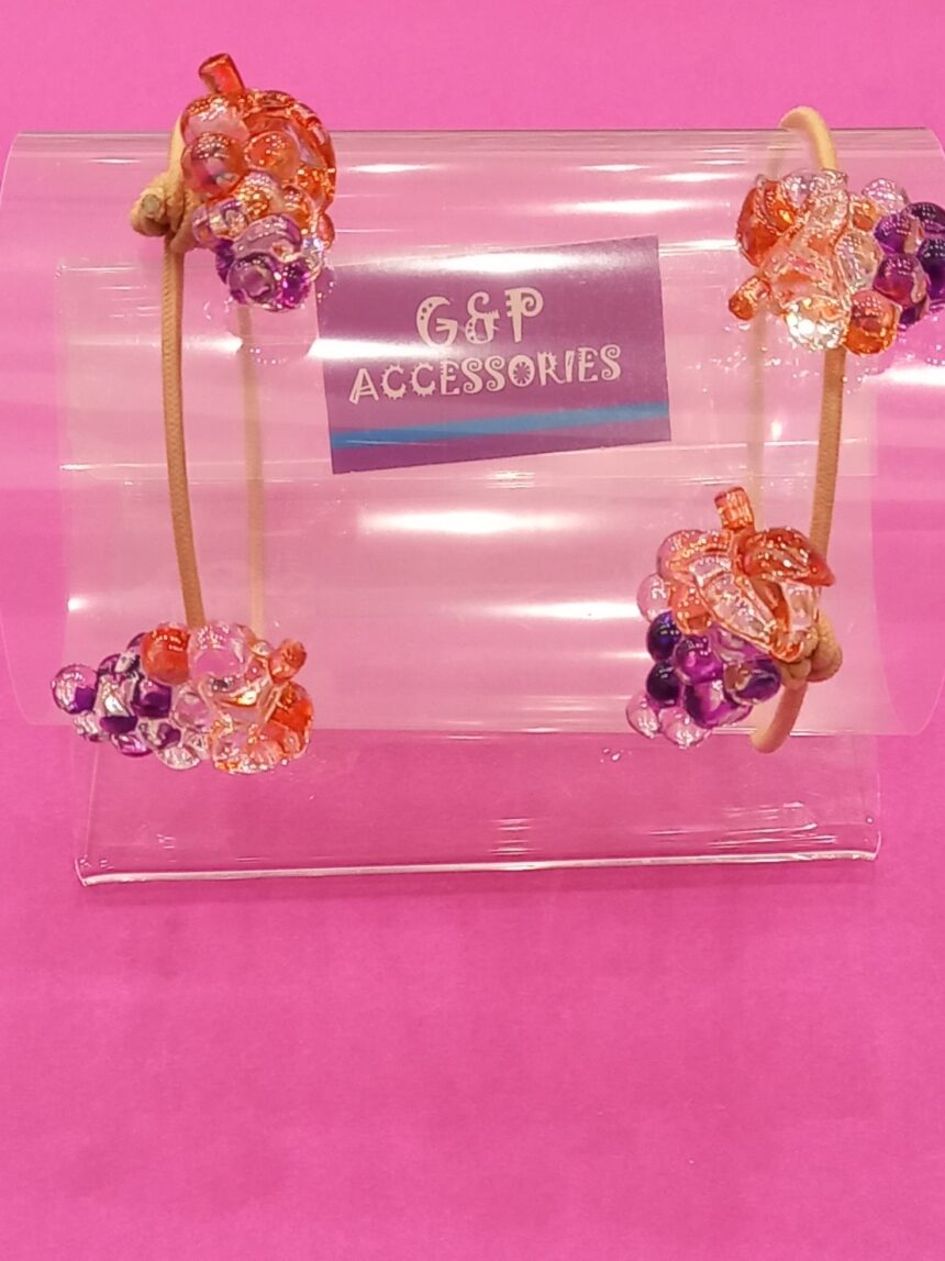 λαστιχάκι σταφύλι για κορίτσι σετ των 2 - 4 σχέδια - G&P Accessories