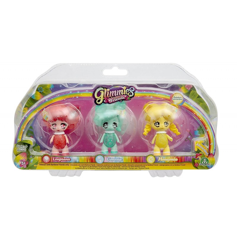 Glimmies rainbow friends σετ 3 κούκλες - 2 σχέδια gln02110 - Glimmies